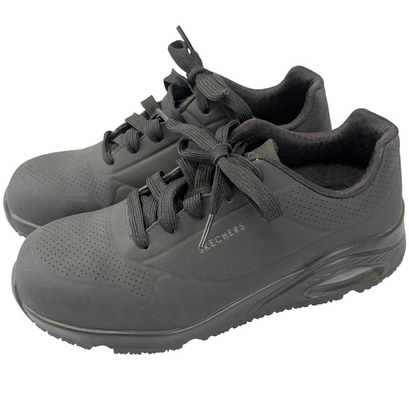 Skechers Work Womens 7.5W Uno Deloney Composite Toe Slip Resistant Shoes Black - Picture 1 of 8